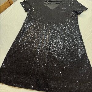 Andree Black Sequin Shift Dress NWOT size Small